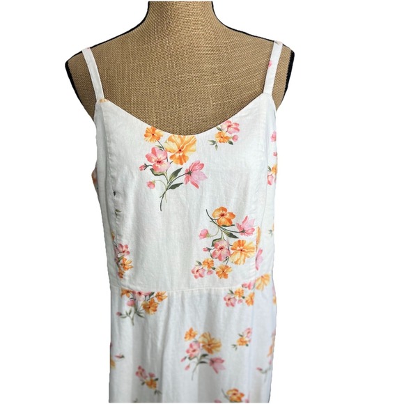 Plus Size XL 2-Piece Outfit Floral Linen Dress & Pink Cropped Jacket Set - Picture 7 of 16